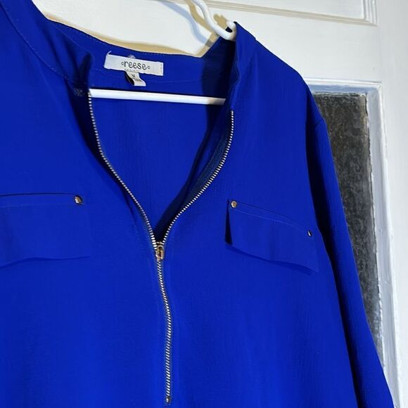 Reese Women’s Royal Blue Three quarter length sleeve top with zipper size m - Picture 2 of 7